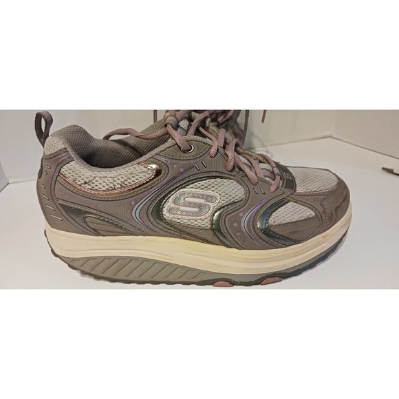 Women’s Skechers Shape Ups‎ Curved Toning Walking Shoes Size 8 Gray & Pink - Picture 5 of 15